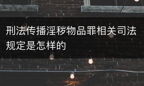 刑法传播淫秽物品罪相关司法规定是怎样的