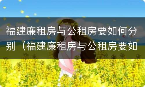 福建廉租房与公租房要如何分别（福建廉租房与公租房要如何分别呢）