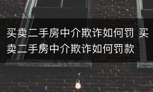 买卖二手房中介欺诈如何罚 买卖二手房中介欺诈如何罚款 买卖二手房中介欺诈如何罚 买卖二手房中介欺诈如何罚款