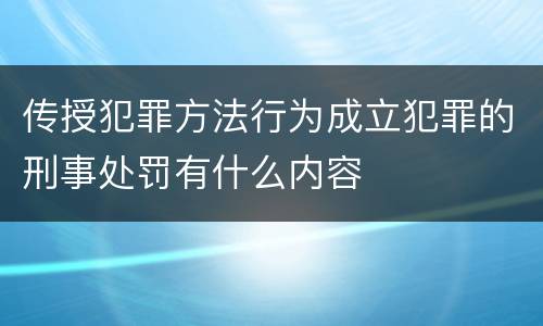 传授犯罪方法行为成立犯罪的刑事处罚有什么内容