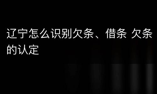辽宁怎么识别欠条、借条 欠条的认定