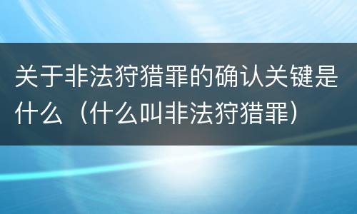 关于非法狩猎罪的确认关键是什么（什么叫非法狩猎罪）