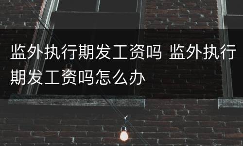监外执行期发工资吗 监外执行期发工资吗怎么办