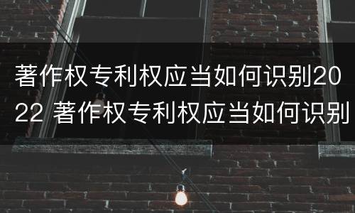 著作权专利权应当如何识别2022 著作权专利权应当如何识别2022年度