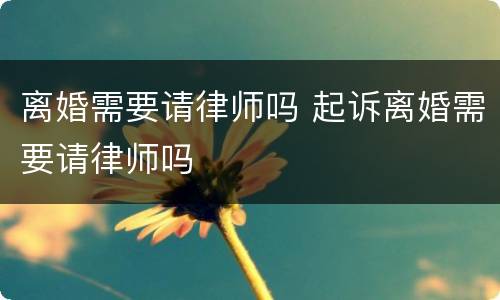 离婚需要请律师吗 起诉离婚需要请律师吗