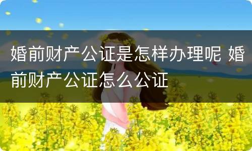 婚前财产公证是怎样办理呢 婚前财产公证怎么公证