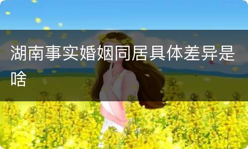 湖南事实婚姻同居具体差异是啥