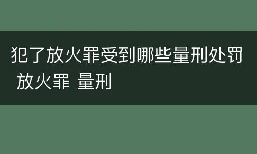 犯了放火罪受到哪些量刑处罚 放火罪 量刑