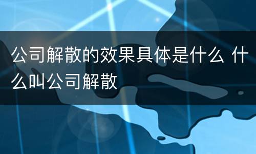 公司解散的效果具体是什么 什么叫公司解散