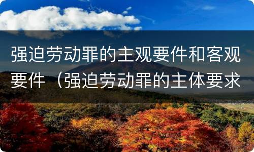 强迫劳动罪的主观要件和客观要件（强迫劳动罪的主体要求）