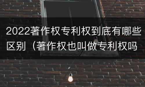 2022著作权专利权到底有哪些区别（著作权也叫做专利权吗）