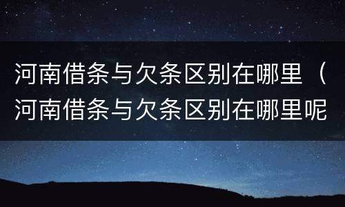 河南借条与欠条区别在哪里（河南借条与欠条区别在哪里呢）
