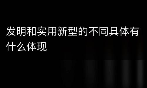 发明和实用新型的不同具体有什么体现