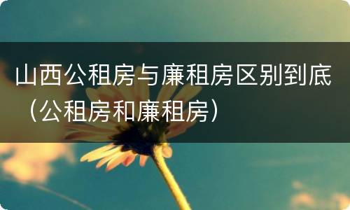 山西公租房与廉租房区别到底（公租房和廉租房）