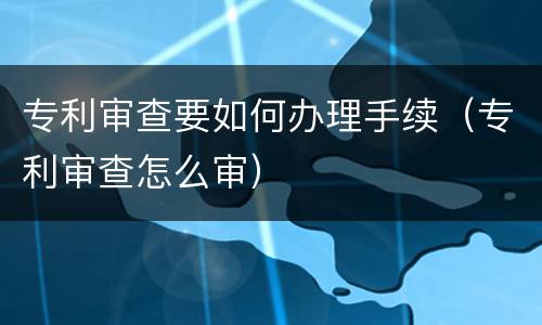 专利审查要如何办理手续（专利审查怎么审）