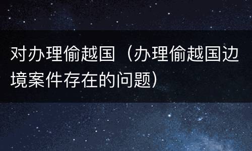 对办理偷越国（办理偷越国边境案件存在的问题）