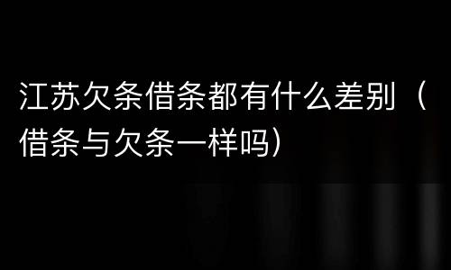 江苏欠条借条都有什么差别（借条与欠条一样吗）
