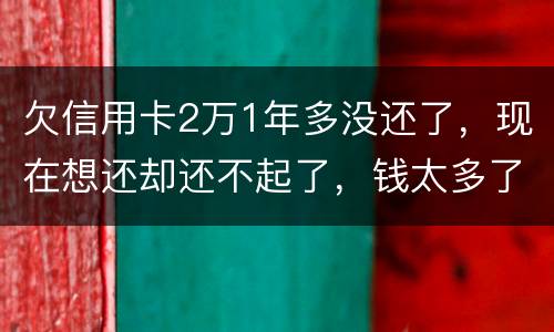 欠信用卡2万1年多没还了，现在想还却还不起了，钱太多了，会有什么后果