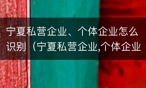 宁夏私营企业、个体企业怎么识别（宁夏私营企业,个体企业怎么识别真假）