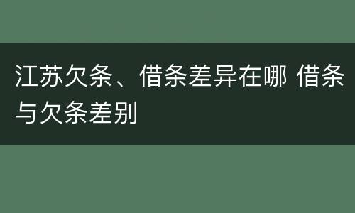江苏欠条、借条差异在哪 借条与欠条差别