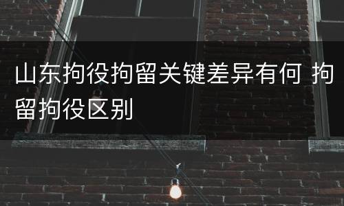 山东拘役拘留关键差异有何 拘留拘役区别