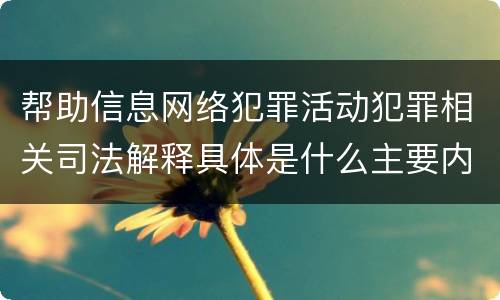 帮助信息网络犯罪活动犯罪相关司法解释具体是什么主要内容