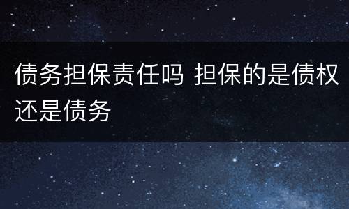 债务担保责任吗 担保的是债权还是债务