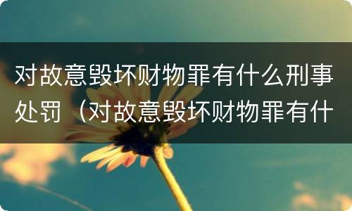 对故意毁坏财物罪有什么刑事处罚（对故意毁坏财物罪有什么刑事处罚规定）