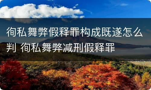 徇私舞弊假释罪构成既遂怎么判 徇私舞弊减刑假释罪