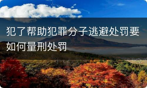 犯了帮助犯罪分子逃避处罚要如何量刑处罚