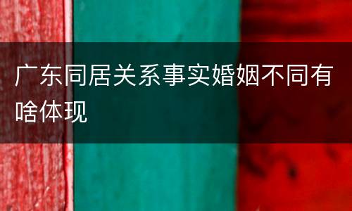 广东同居关系事实婚姻不同有啥体现