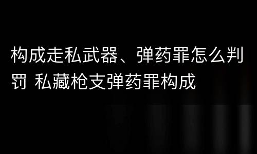 构成走私武器、弹药罪怎么判罚 私藏枪支弹药罪构成