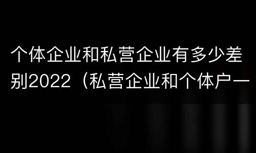 个体企业和私营企业有多少差别2022（私营企业和个体户一样吗）