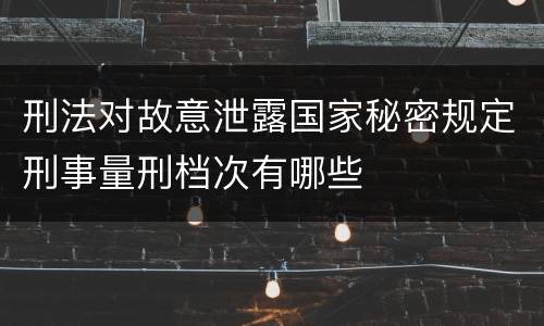 刑法对故意泄露国家秘密规定刑事量刑档次有哪些