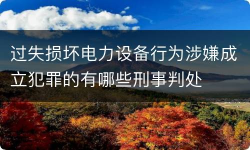 过失损坏电力设备行为涉嫌成立犯罪的有哪些刑事判处