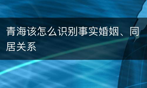 青海该怎么识别事实婚姻、同居关系