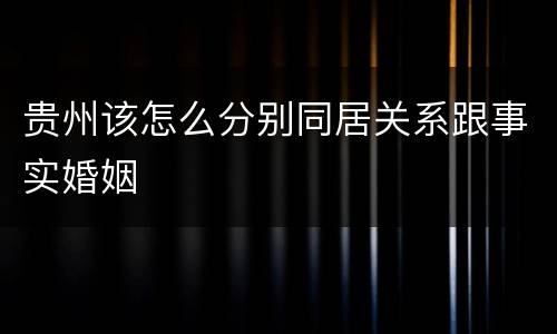 贵州该怎么分别同居关系跟事实婚姻