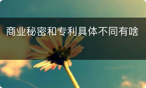 商业秘密和专利具体不同有啥