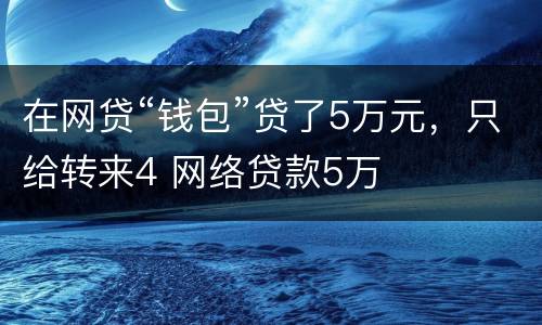 在网贷“钱包”贷了5万元，只给转来4 网络贷款5万