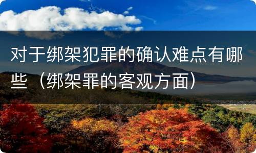 对于绑架犯罪的确认难点有哪些（绑架罪的客观方面）