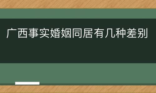 广西事实婚姻同居有几种差别