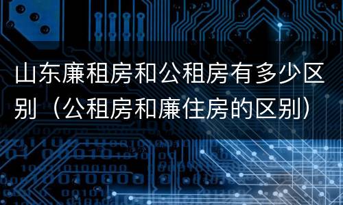 山东廉租房和公租房有多少区别（公租房和廉住房的区别）