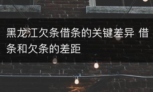 黑龙江欠条借条的关键差异 借条和欠条的差距