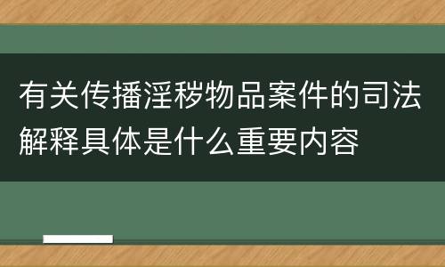 有关传播淫秽物品案件的司法解释具体是什么重要内容