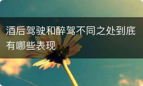 酒后驾驶和醉驾不同之处到底有哪些表现