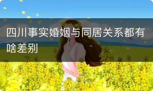 四川事实婚姻与同居关系都有啥差别