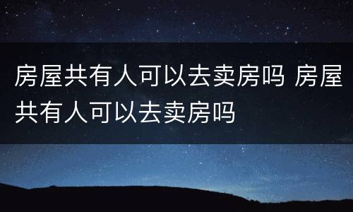 房屋共有人可以去卖房吗 房屋共有人可以去卖房吗