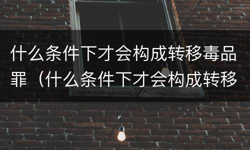 什么条件下才会构成转移毒品罪（什么条件下才会构成转移毒品罪名）