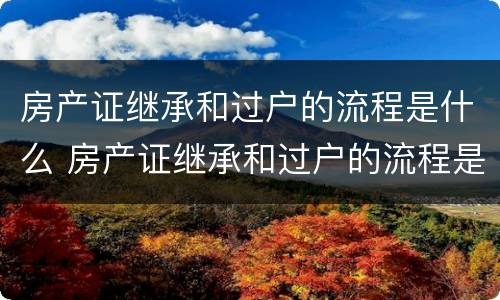房产证继承和过户的流程是什么 房产证继承和过户的流程是什么意思