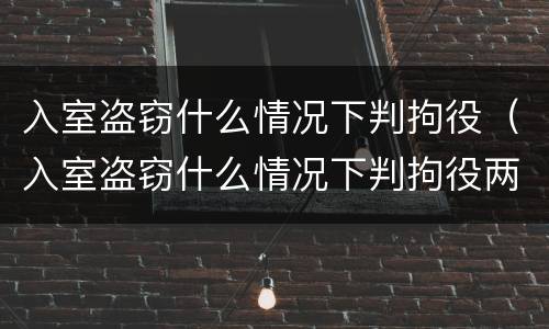 入室盗窃什么情况下判拘役（入室盗窃什么情况下判拘役两个月）